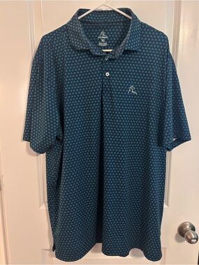 Rhoback Men's Size XL Clover Shamrock Irish Camo Green Golf Polo Shirt READ